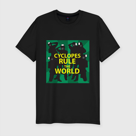 Мужская футболка хлопок Slim с принтом CYCLOPES RULE THE WORLD в Курске, 92% хлопок, 8% лайкра | приталенный силуэт, круглый вырез ворота, длина до линии бедра, короткий рукав | photographer | вспышка | мир | фотоаппарат | фотограф