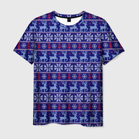 Мужская футболка 3D с принтом Very merry christmas and happy new year , 100% полиэфир | прямой крой, круглый вырез горловины, длина до линии бедер | вязание | новый год | олень | рождество | снежинка
