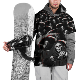 Накидка на куртку 3D с принтом Жнецы идут в Тюмени, 100% полиэстер |  | Тематика изображения на принте: halloween | коса | с косой | скелет | толпа | хэллоуин | череп