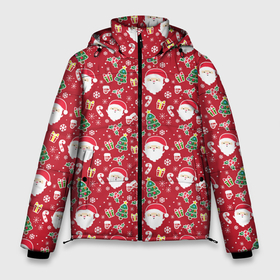 Мужская зимняя куртка 3D с принтом Дед Мороз (новый год) в Новосибирске, верх — 100% полиэстер; подкладка — 100% полиэстер; утеплитель — 100% полиэстер | длина ниже бедра, свободный силуэт Оверсайз. Есть воротник-стойка, отстегивающийся капюшон и ветрозащитная планка. 

Боковые карманы с листочкой на кнопках и внутренний карман на молнии. | Тематика изображения на принте: christmas | merry christmas | santa claus | дед мороз | ёлка | зима | мороз | новый год | подарок | праздник | рождество | с новым годом | санта клаус | снегурочка | снежинки