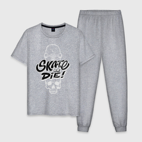Мужская пижама хлопок с принтом Скейт и череп в Курске, 100% хлопок | брюки и футболка прямого кроя, без карманов, на брюках мягкая резинка на поясе и по низу штанин
 | 