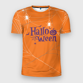 Мужская футболка 3D Slim с принтом ПАУТИНКА НА ХЭЛЛОУИН в Екатеринбурге, 100% полиэстер с улучшенными характеристиками | приталенный силуэт, круглая горловина, широкие плечи, сужается к линии бедра | halloween | haloween | пауки | паутина | паутинка | паучки | хеллоин | хеллоуин | хелоин | хелоуин | хэллоин | хэллоуин | хэлоин | хэлоуин