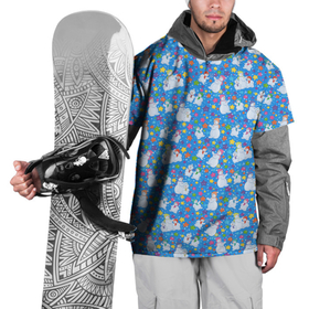 Накидка на куртку 3D с принтом Снеговики и Звёздочки в Тюмени, 100% полиэстер |  | merry christmas | дед мороз | ёлка | зима | новый год | праздник | сантаклаус | снеговики | снегурочка | снежинки | снежная баба