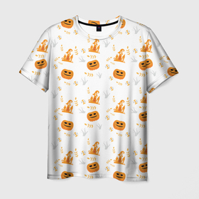 Мужская футболка 3D с принтом Patern Halloween 23 в Петрозаводске, 100% полиэфир | прямой крой, круглый вырез горловины, длина до линии бедер | Тематика изображения на принте: 31 | bones | holiday | skull | spider | witches