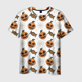 Мужская футболка 3D с принтом Patern Halloween 26 в Кировске, 100% полиэфир | прямой крой, круглый вырез горловины, длина до линии бедер | 31 | bones | holiday | skull | spider | witches
