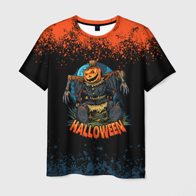 Мужская футболка 3D с принтом ПУГАЛО ИЗ ТЫКВЫ | HALLOWEEN в Курске, 100% полиэфир | прямой крой, круглый вырез горловины, длина до линии бедер | Тематика изображения на принте: halloween | haloween | pumpkin | scarecrow | огородное пугало | пугало | страшила | тыква | хеллоин | хеллоуин | хелоин | хелоуин | хэллоин | хэллоуин | хэлоин | хэлоуин | чучело