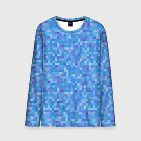 Мужской лонгслив 3D с принтом Голубая пиксель абстракция в Петрозаводске, 100% полиэстер | длинные рукава, круглый вырез горловины, полуприлегающий силуэт | pixel | pixel art | абстракция | пиксели | пиксель арт | пиксельный | синий
