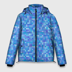 Мужская зимняя куртка 3D с принтом Голубая пиксель абстракция в Екатеринбурге, верх — 100% полиэстер; подкладка — 100% полиэстер; утеплитель — 100% полиэстер | длина ниже бедра, свободный силуэт Оверсайз. Есть воротник-стойка, отстегивающийся капюшон и ветрозащитная планка. 

Боковые карманы с листочкой на кнопках и внутренний карман на молнии. | pixel | pixel art | абстракция | пиксели | пиксель арт | пиксельный | синий