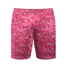 Мужские шорты спортивные с принтом Цикламеновая пиксельная абстракция в Белгороде,  |  | pixel | pixel art | абстракция | красный | пиксели | пиксель | пиксель арт | пиксельный | розовый | цикламен