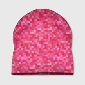 Шапка 3D с принтом Цикламеновая пиксельная абстракция в Белгороде, 100% полиэстер | универсальный размер, печать по всей поверхности изделия | pixel | pixel art | абстракция | красный | пиксели | пиксель | пиксель арт | пиксельный | розовый | цикламен