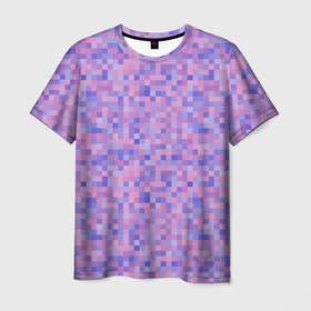 Мужская футболка 3D с принтом Сиреневая пиксельная абстракция в Екатеринбурге, 100% полиэфир | прямой крой, круглый вырез горловины, длина до линии бедер | pixel | pixel art | абстракция | лиловый | пиксели | пиксель | пиксель арт | пиксельный | сиреневый