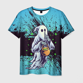 Мужская футболка 3D с принтом Привидение в Курске, 100% полиэфир | прямой крой, круглый вырез горловины, длина до линии бедер | halloween | арт | графика | мистика | праздник | тыква | ужасы | хэллоуин