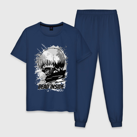Мужская пижама хлопок с принтом Kaneki Dead Inside , 100% хлопок | брюки и футболка прямого кроя, без карманов, на брюках мягкая резинка на поясе и по низу штанин
 | kaneki | ken | tokyo ghoul | дед инсайд | канеки кен
