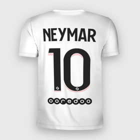 Мужская футболка 3D Slim с принтом Неймар ПСЖ гостевая форма 2021 2022 в Тюмени, 100% полиэстер с улучшенными характеристиками | приталенный силуэт, круглая горловина, широкие плечи, сужается к линии бедра | Тематика изображения на принте: neymar | psg | гостевая | неймар | псж | форма | футбол