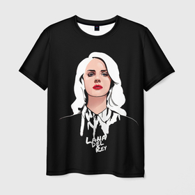 Мужская футболка 3D с принтом Lana Black в Белгороде, 100% полиэфир | прямой крой, круглый вырез горловины, длина до линии бедер | lana del ray | pop music | исполнитель | исполнительница | лана дел рэй | музыка | поп | попса