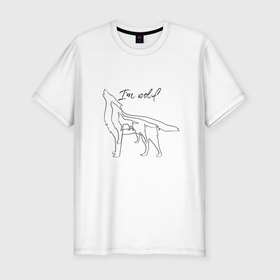Мужская футболка хлопок Slim с принтом Im wolf в Белгороде, 92% хлопок, 8% лайкра | приталенный силуэт, круглый вырез ворота, длина до линии бедра, короткий рукав | абстракция | английский | волк | животные | звери | минимализм | надпись