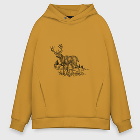 Мужское худи Oversize хлопок с принтом олень чб в Курске, френч-терри — 70% хлопок, 30% полиэстер. Мягкий теплый начес внутри —100% хлопок | боковые карманы, эластичные манжеты и нижняя кромка, капюшон на магнитной кнопке | animal | animals | antlers | blue | bow hunting | buck | deer | elk | fire emblem | forest | golden deer | hunter | hunting | moose | nature | outdoors | skull | stag | trees | vintage | wild | wildlife | дика | животное | животные | милый | олень | охота