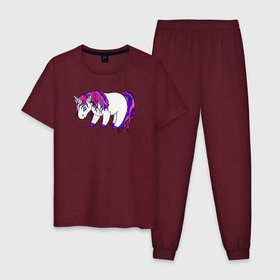 Мужская пижама хлопок с принтом Сладкий единорожка в Тюмени, 100% хлопок | брюки и футболка прямого кроя, без карманов, на брюках мягкая резинка на поясе и по низу штанин
 | Тематика изображения на принте: baby | cute | horse | kids | little unicorn | magic | pony | rainbow | unicorn | детеныш | единорог | единорог радуга | единорожка | животные | конь | лошадка | лошадь | маленький единорог | малыш | милый | няшный | пони | радуга