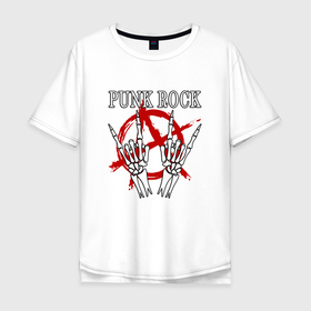 Мужская футболка хлопок Oversize с принтом Панк Рок (Punk Rock) в Петрозаводске, 100% хлопок | свободный крой, круглый ворот, “спинка” длиннее передней части | Тематика изображения на принте: dead kennedys | exploited | fpg | punks not dead | анархия | гаражный рок | гитара | гражданская оборона | гранж | ирокез | король и шут | металл | музыка | наив | па | панк рок | пурген | рок музыка | рокер | рокнролл