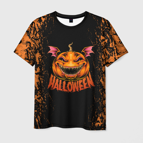 Мужская футболка 3D с принтом ВЕСЕЛАЯ ТЫКВА | ХЭЛЛОУИН в Тюмени, 100% полиэфир | прямой крой, круглый вырез горловины, длина до линии бедер | halloween | haloween | pumpkin | smile pumpkin | веселая тыква | тыква | хеллоин | хеллоуин | хелоин | хелоуин | хэллоин | хэллоуин | хэлоин | хэлоуин
