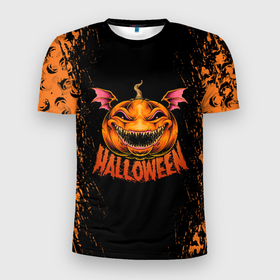 Мужская футболка 3D Slim с принтом ВЕСЕЛАЯ ТЫКВА | ХЭЛЛОУИН в Санкт-Петербурге, 100% полиэстер с улучшенными характеристиками | приталенный силуэт, круглая горловина, широкие плечи, сужается к линии бедра | halloween | haloween | pumpkin | smile pumpkin | веселая тыква | тыква | хеллоин | хеллоуин | хелоин | хелоуин | хэллоин | хэллоуин | хэлоин | хэлоуин