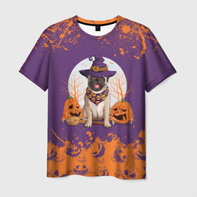Мужская футболка 3D с принтом МОПС НА ХЭЛЛОУИН в Белгороде, 100% полиэфир | прямой крой, круглый вырез горловины, длина до линии бедер | Тематика изображения на принте: dog | halloween | haloween | pug | pug halloween | мопс | мопс на хэллоуин | собака | хеллоин | хеллоуин | хелоин | хелоуин | хэллоин | хэллоуин | хэлоин | хэлоуин