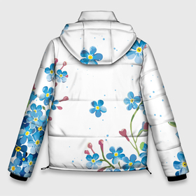 Мужская зимняя куртка 3D с принтом Букет голубых цветов в Екатеринбурге, верх — 100% полиэстер; подкладка — 100% полиэстер; утеплитель — 100% полиэстер | длина ниже бедра, свободный силуэт Оверсайз. Есть воротник-стойка, отстегивающийся капюшон и ветрозащитная планка. 

Боковые карманы с листочкой на кнопках и внутренний карман на молнии. | букет | лепесток | лето | природа | цветы
