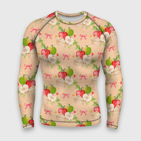 Мужской рашгард 3D с принтом Яблоки паттерн в Курске,  |  | лето | огород | сад | фрукты | яблоки | яблочный сад