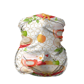 Бандана-труба 3D с принтом Яблочный пирог в Санкт-Петербурге, 100% полиэстер, ткань с особыми свойствами — Activecool | плотность 150‒180 г/м2; хорошо тянется, но сохраняет форму | лето | пирог | сад | фрукты | яблоки | яблоко | яблочки