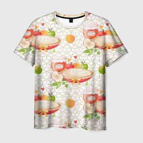 Мужская футболка 3D с принтом Яблочный пирог в Санкт-Петербурге, 100% полиэфир | прямой крой, круглый вырез горловины, длина до линии бедер | лето | пирог | сад | фрукты | яблоки | яблоко | яблочки