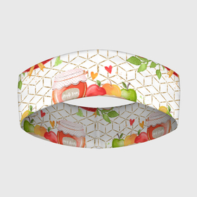 Повязка на голову 3D с принтом Яблочный пирог ,  |  | Тематика изображения на принте: лето | пирог | сад | фрукты | яблоки | яблоко | яблочки