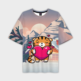 Мужская футболка OVERSIZE 3D с принтом Тигренок   любовь в Екатеринбурге,  |  | 2022 | год тигра | новый год | новый год 2022 | символ года | тигр | тигренок | тигрица | тигры