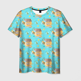 Мужская футболка 3D с принтом Кто пчелок уважает в Екатеринбурге, 100% полиэфир | прямой крой, круглый вырез горловины, длина до линии бедер | мед | медок | оса | пчела | пчелки | сладость