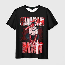 Мужская футболка 3D с принтом Chainsaw Man   Человек бензопила в Санкт-Петербурге, 100% полиэфир | прямой крой, круглый вырез горловины, длина до линии бедер | chainsaw man | аниме | бензопила | демон бензопилы | дэнджи | манга | охотник на демонов | почита | человекбензопила