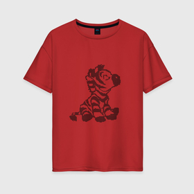 Женская футболка хлопок Oversize с принтом Зебруша , 100% хлопок | свободный крой, круглый ворот, спущенный рукав, длина до линии бедер
 | animal | zebra | анимал | животные | зебра
