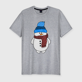 Мужская футболка хлопок Slim с принтом Снеговик в шапочке в Новосибирске, 92% хлопок, 8% лайкра | приталенный силуэт, круглый вырез ворота, длина до линии бедра, короткий рукав | christmas | happy new year | merry christmas | new year | snowman | winter | зима | новогодние рисунки | новый год | подарок | рождество | с новым годом | снеговик