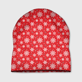 Шапка 3D с принтом Снежинки (красный фон) в Санкт-Петербурге, 100% полиэстер | универсальный размер, печать по всей поверхности изделия | merry christmas | дед мороз | ёлка | зима | мороз | новый год | подарок | праздник | рождество | с новым годом | сантаклаус | снег | снеговик | снегурочка | снежинки | снежные узоры | узоры