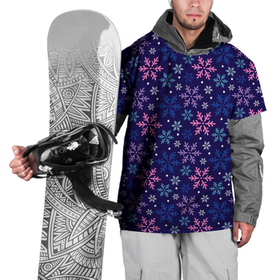 Накидка на куртку 3D с принтом Ночные Снежинки в Тюмени, 100% полиэстер |  | merry christmas | дед мороз | ёлка | зима | мороз | новый год | подарок | праздник | рождество | с новым годом | сантаклаус | снег | снеговик | снегурочка | снежинки | снежные узоры | узоры