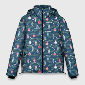 Мужская зимняя куртка 3D с принтом Новогодняя Ёлка (игрушки) в Екатеринбурге, верх — 100% полиэстер; подкладка — 100% полиэстер; утеплитель — 100% полиэстер | длина ниже бедра, свободный силуэт Оверсайз. Есть воротник-стойка, отстегивающийся капюшон и ветрозащитная планка. 

Боковые карманы с листочкой на кнопках и внутренний карман на молнии. | christmas | merry christmas | santa claus | дед мороз | ёлка | елочные шары | игрушки | новый год | подарки | праздник | с новым годом | санта клаус | снегурочка | украшения