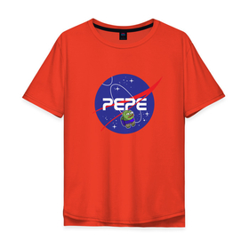 Мужская футболка хлопок Oversize с принтом Pepe   Pepe space   Nasa в Курске, 100% хлопок | свободный крой, круглый ворот, “спинка” длиннее передней части | Тематика изображения на принте: frog pepe | mem | meme | nasa | peepo | pepe | pepe space | spacex | лягушка пепе | лягушонок | лягушонок пепе | пепе спейс