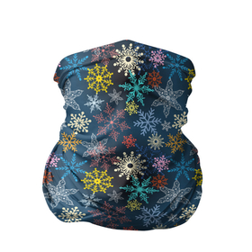 Бандана-труба 3D с принтом Красочные Снежинки в Екатеринбурге, 100% полиэстер, ткань с особыми свойствами — Activecool | плотность 150‒180 г/м2; хорошо тянется, но сохраняет форму | Тематика изображения на принте: merry christmas | дед мороз | ёлка | зима | мороз | новый год | подарок | праздник | рождество | с новым годом | сантаклаус | снег | снеговик | снегурочка | снежинки | снежные узоры | узоры