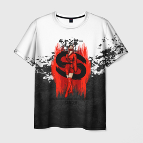 Мужская футболка 3D с принтом Гейша   символ огня , 100% полиэфир | прямой крой, круглый вырез горловины, длина до линии бедер | Тематика изображения на принте: девушка | огонь | символ огня | япония
