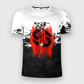 Мужская футболка 3D Slim с принтом Гейша   символ огня в Белгороде, 100% полиэстер с улучшенными характеристиками | приталенный силуэт, круглая горловина, широкие плечи, сужается к линии бедра | девушка | огонь | символ огня | япония