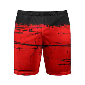 Мужские шорты спортивные с принтом КРАСНЫЙ ГРАНЖ | RED GRUNGE ,  |  | grunge | red | брызги | брызги краски | гранж | краска | краска и ничего лишнего | красная краска | красный | пятна | разводы | черно красный