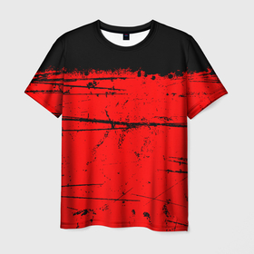 Мужская футболка 3D с принтом КРАСНЫЙ ГРАНЖ | RED GRUNGE в Белгороде, 100% полиэфир | прямой крой, круглый вырез горловины, длина до линии бедер | grunge | red | брызги | брызги краски | гранж | краска | краска и ничего лишнего | красная краска | красный | пятна | разводы | черно красный