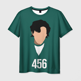 Мужская футболка 3D с принтом Номер 456 || Игра в кальмара в Тюмени, 100% полиэфир | прямой крой, круглый вырез горловины, длина до линии бедер | 456 | seong gi hun | игра в кальмара | ли джонджэ | минимализм