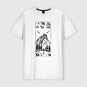 Мужская футболка хлопок Slim с принтом Алтай Тотем в Белгороде, 92% хлопок, 8% лайкра | приталенный силуэт, круглый вырез ворота, длина до линии бедра, короткий рукав | altay | bushcraft | алтай | бушкрафт | горы | приключение | тотем | туризм | турист