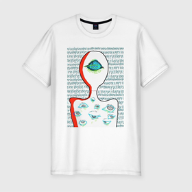 Мужская футболка хлопок Slim с принтом Риум Белый в Новосибирске, 92% хлопок, 8% лайкра | приталенный силуэт, круглый вырез ворота, длина до линии бедра, короткий рукав | anime | fantasy | аниме | мистика | персонаж | фантастика | фентези