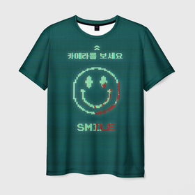 Мужская футболка 3D с принтом Смайлик Ojingeo geim в Белгороде, 100% полиэфир | прямой крой, круглый вырез горловины, длина до линии бедер | игра | камера | смайл | улыбка