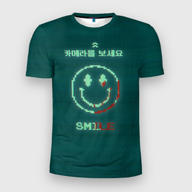 Мужская футболка 3D Slim с принтом Смайлик Ojingeo geim в Санкт-Петербурге, 100% полиэстер с улучшенными характеристиками | приталенный силуэт, круглая горловина, широкие плечи, сужается к линии бедра | игра | камера | смайл | улыбка